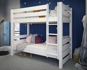 Detská poschodová posteľ z masívu borovice HONZA - 200x90 cm - biela