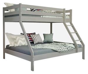 Poschodová posteľ z masívu DENIS vr. oboch roštov - 200x90/140 cm - šedá