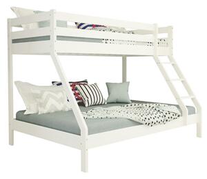Poschodová posteľ z masívu DENIS vr. oboch roštov - 200x90/140 cm - biela