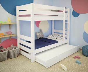 Detská poschodová posteľ z masívu borovice HONZA - 200x90 cm - biela