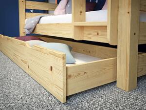 Detská poschodová posteľ z masívu borovice HONZA - 200x90 cm - prírodná