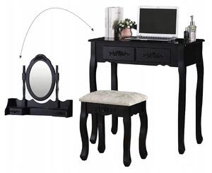 Kozmetický stolík v čiernej farbe so stoličkou