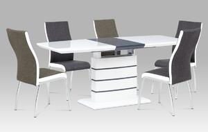 Jedálenský stôl rozkl. 140+40x80, mdf vysoký lesk biela/sivá