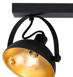Priemyselné stropné svietidlo čierne so zlatým 3-svetlom nastaviteľné - Magnax