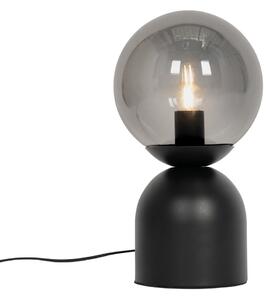 Hotelová elegantná stolná lampa čierna s dymovým sklom - Pallon Trend