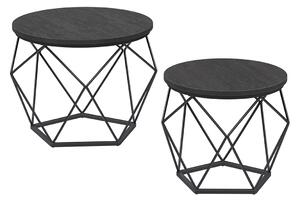 Geometrický set stolíkov 2ks - čierny