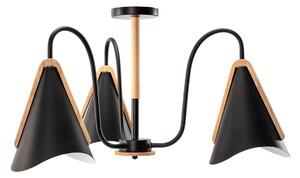 Toolight - Škandidávska závesná lampa 3-ramenná 3xE27 60W APP442-CP, čierna, OSW-08980