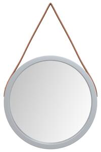 Nástenné zrkadlo s popruhom strieborná Ø 35 cm