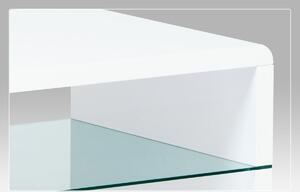 Konferenčný stolík 110x60x40, mdf vysoký lesk biely, 6mm sklo