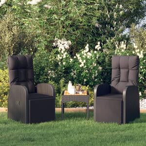 Záhradné sklápacie stoličky so sedákmi 2 ks čierne polyratan