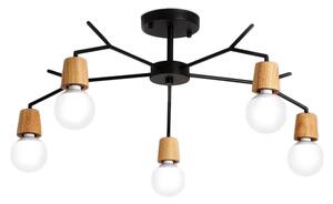 Toolight - Škandinávska kovová stropná lampa 5xE27 60W APP694-5C, čierna-hnedá, OSW-05465