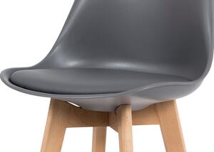 Barová stolička plast, sedák šedá ekokoža/nohy masív prírodný buk