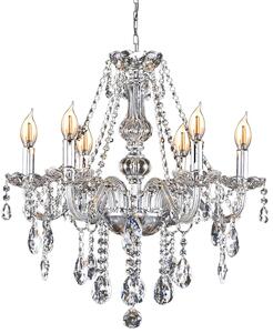 Toolight - Krištáľový závesný luster 6xE14 60W 392183, strieborná, OSW-04007