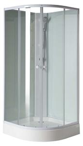 AQUALINE AIGO štvrťkruhový sprchovací box 900x900x2060 mm, biely profil, číre sklo YB93