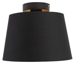 Stropná lampa s bavlneným tienidlom čierna so zlatom 25 cm - čierna Combi