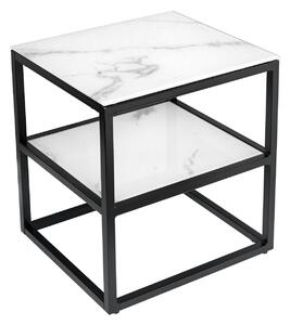 Príručný stolík Elegance 45 cm biely mramorový vzhľad