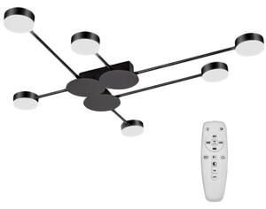 Toolight Toolight, LED stropné svietidlo 6-ramenné APP521-6C + diaľkové ovládanie, čierna, OSW-08463