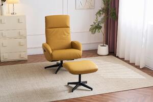 RELAXAČNÉ KRESLO S PODNOŽKOU, textil, koža, žltá Livetastic - Kreslá, Online Only