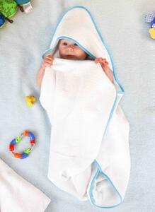 Dobrý Textil Detská osuška s kapucňou - Biela / biela