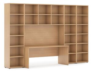 Zostavy knižníc s integrovaným stolom, vyšší/širší, 3550 x 700/400 x 2300 mm, breza