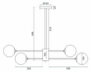 Toolight - Závesné svietidlo 6xE27 APP262-6C, čierna, OSW-05018