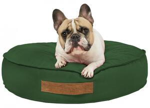 Okrúhle ležadlo pre psa tmavo zelené plyš