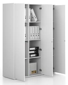 Kancelárska skriňa FRAME, 3x dvere, 1299 x 450 x 1735 mm, PUSH-lock, biela