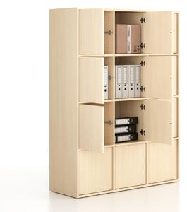 Kancelárska skriňa FRAME, 12x dvere, 1299 x 450 x 1735 mm, PUSH-lock, breza