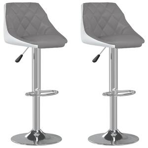 Barové stoličky 2 ks, sivo biele, umelá koža