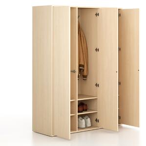 Šatníková skriňa FRAME, 3 oddiely, 1299 x 450 x 1735 mm, PUSH-lock, breza