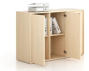 Kancelárska skriňa FRAME, nízka, 3 dvere, 1299 x 450 x 881 mm, PUSH-lock, breza