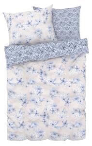 LIVARNO home Posteľná bielizeň z bavlny Renforcé, 200 x 220 cm, 70 x 90 cm (modrá/kvety) (100364665)