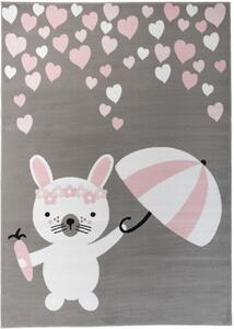 Detský koberec PINKY Q161A Cute Bunny sivý