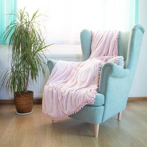 PreHouse Ružová deka s brmbolcami 200x220 cm - ružová