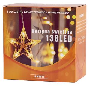IKO Vianočné svetielka 138 LED, 2,5m hviezdičky – studená biela