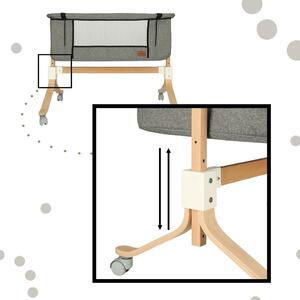IKO Detská postieľka na kolieskach sivá – drevená konštrukcia