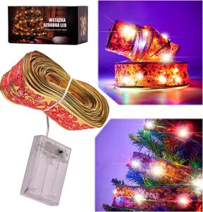 Stuha dekoratívny LED pás 10m 100LED vianočný stromček svetlá vianočné dekorácie viacfarebné s batériami