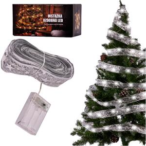 LED stuha 10m 100LED vianočné stromčeky Vianočná dekorácia studená biela s batériami