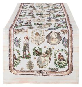 Bavlnený obrus v krásnej krémovej farbe s vianočným dekorovaním anjelikov 50 x 150 cm Blanc Maricló 39971