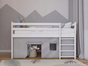 Wilsondo Drevená vyvýšená detská posteľ Bunkie 90x200 - biela