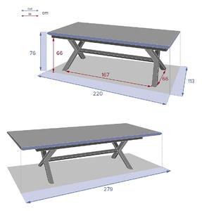 DEOKORK Hliníkový stôl BERGAMO I. 220/279 cm (biela)