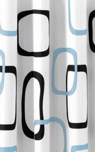 AQUALINE Sprchový záves 180x200cm, polyester, biela / čierna / modrá ZP004