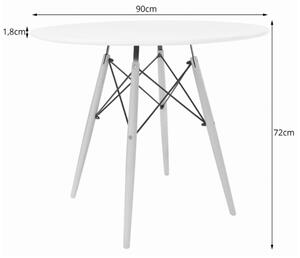TODI Okrúhly stôl 90cm - biely