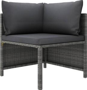 Maison Exclusive – 4-dielna záhradná súprava s vankúšmi, polyrotang, sivá