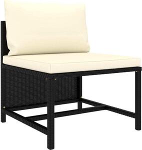Maison Exclusive – 3-dielna záhradná sedacia súprava s vankúšmi, čierna, polyrotang