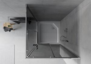 Mexen Rio, štvorcový sprchovací kút s posuvnými dverami 90 x 90 cm, 5mm šedé sklo, chrómový profil + biela vysoká vanička Rio, 860-090-090-01-40-4510
