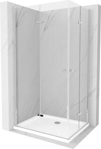 Mexen Lima Duo, sprchový kút 90 (dvere) x 80 (dvere) cm, 6mm číre sklo, chrómový profil + SLIM sprchová vanička biela 5cm + chrómový sifón, 856-090-080-01-02-4010