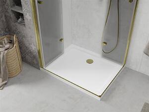 Mexen Lima Duo, sprchový kút 80 (dvere) x 70 (dvere) cm, 6mm číre sklo, zlatý profil + SLIM sprchová vanička biela 5cm + zlatý sifón, 856-080-070-50-02-4010G