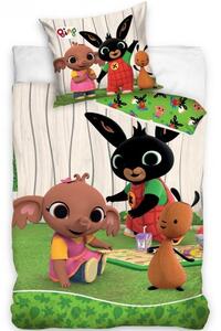 Detské posteľné obliečky do veľkej postele Zajačik Bing - motív Piknik na záhrade - 100% bavlna - 70 x 90 cm + 140 x 200 cm
