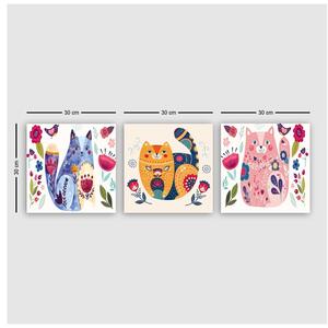 Detské obrázky v súprave 3 ks 30x30 cm Cats – Wallity